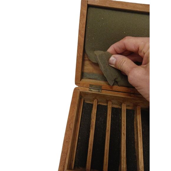 Vintage Cigar Box RARE HAND CARVED Cedar Wood Brass Handle SLOTTED Compartments - Picture 11 of 16